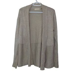 Retrelogy Cardigan‎ Tan Ribbed Pearl Cuff Open Front Officecore M